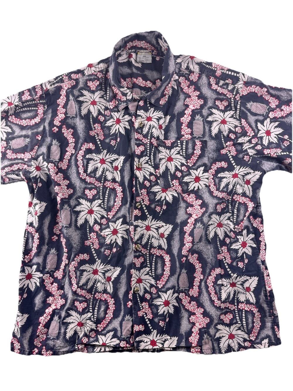 Sunday Hawaii Men’s XXL Hawaiian Shirt Tropical Floral Pineapple Button Down